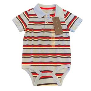 3/$25 Tommy Hilfiger Baby Blue Striped Collared Onesie NWT